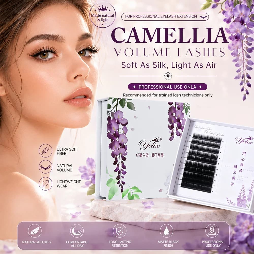 Camellia mahtudega pehmed looduslikud ripsmepikendused